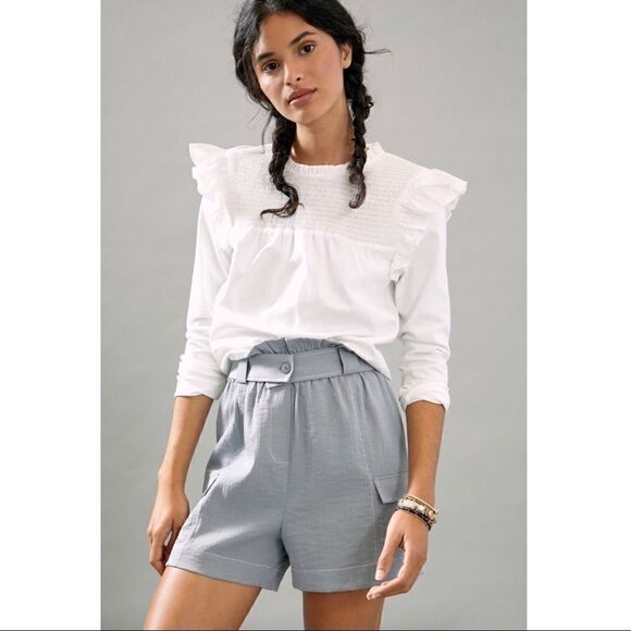 NEW Anthropologie Moon River Gray Cinched Cargo Shorts Small Medium or X-Large - Picture 1 of 3